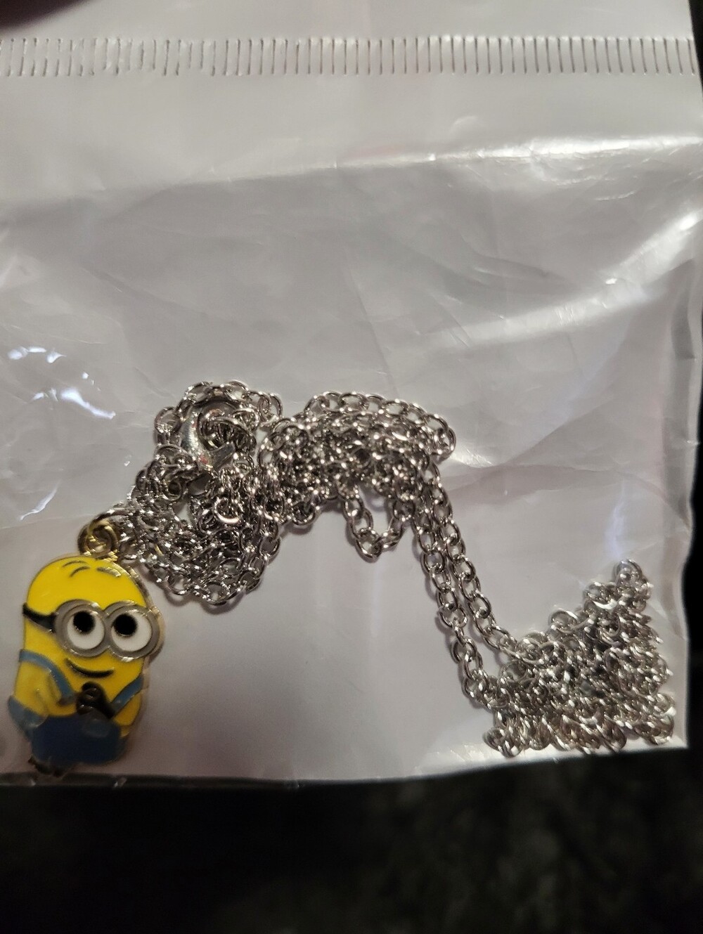 Yellow Minion Pendant Necklace on Silver Chain